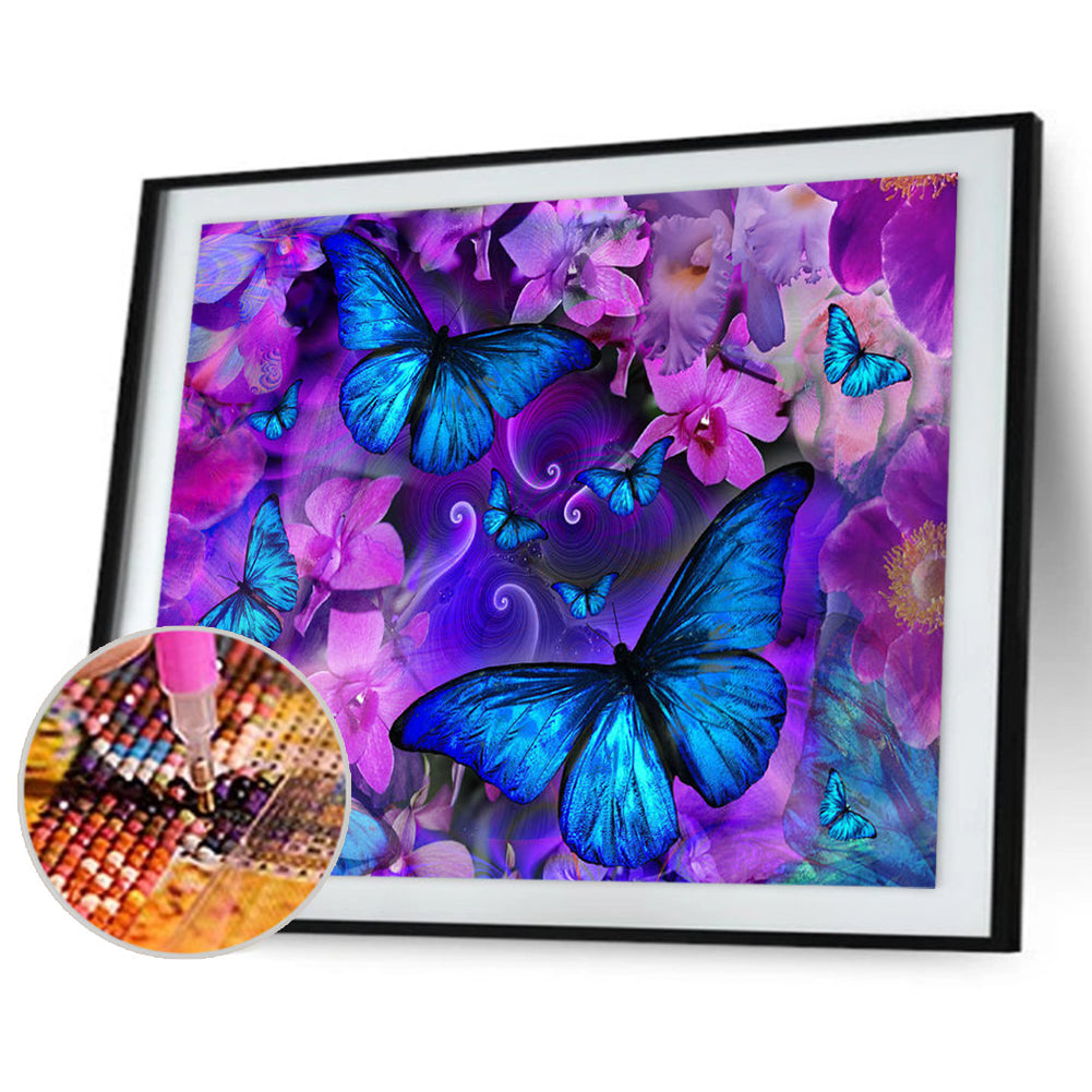 Butterfly Flower - Full Round Drill Diamond Painting 40*30CM