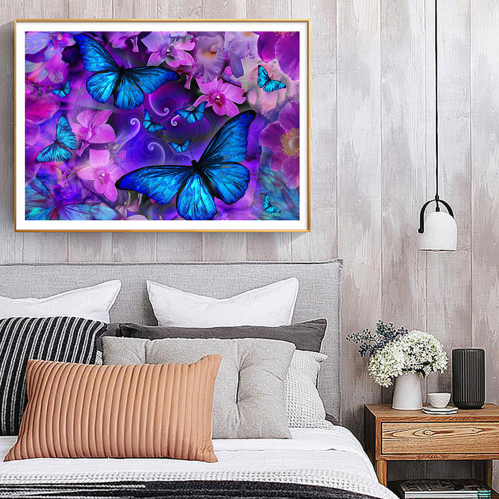 Butterfly Flower - Full Round Drill Diamond Painting 40*30CM