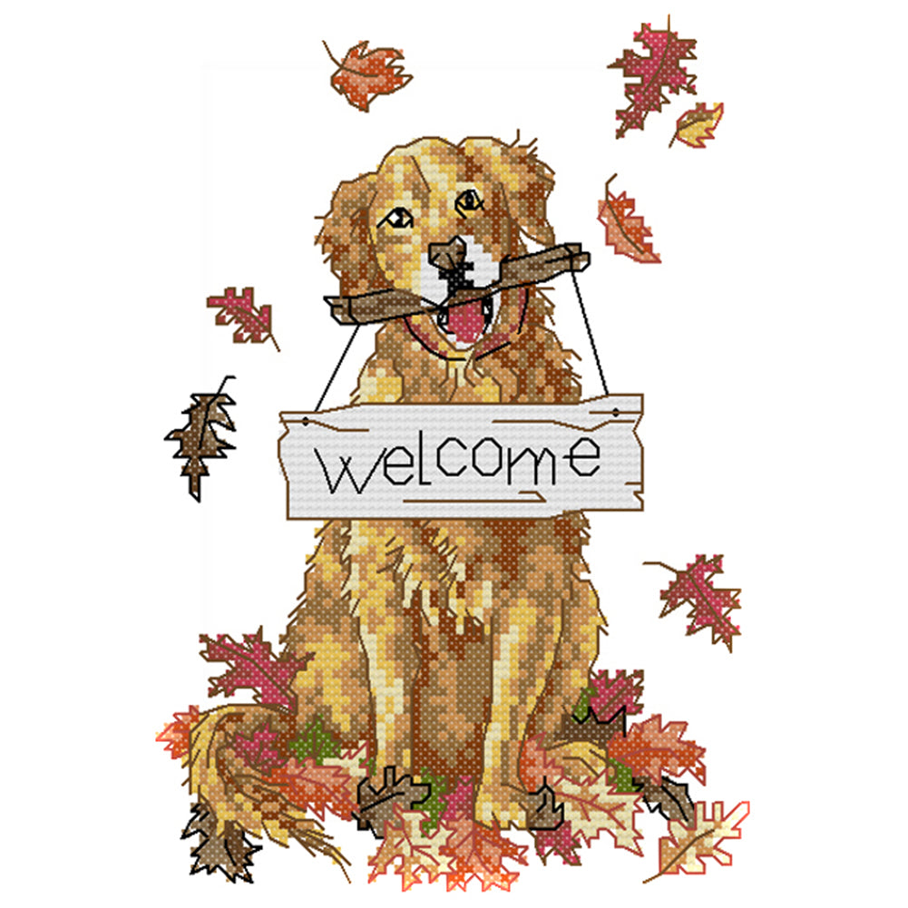 Welcome Dog - 14CT Stamped Cross Stitch 18*26CM