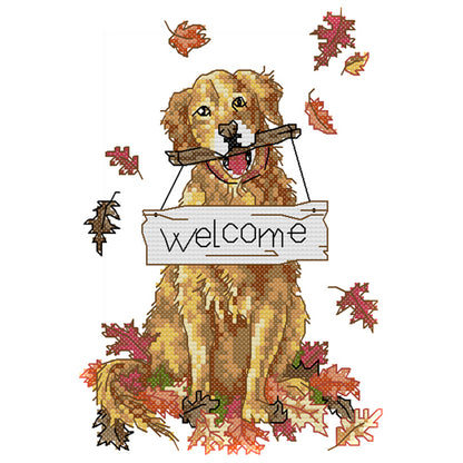 Welcome Dog - 14CT Stamped Cross Stitch 18*26CM