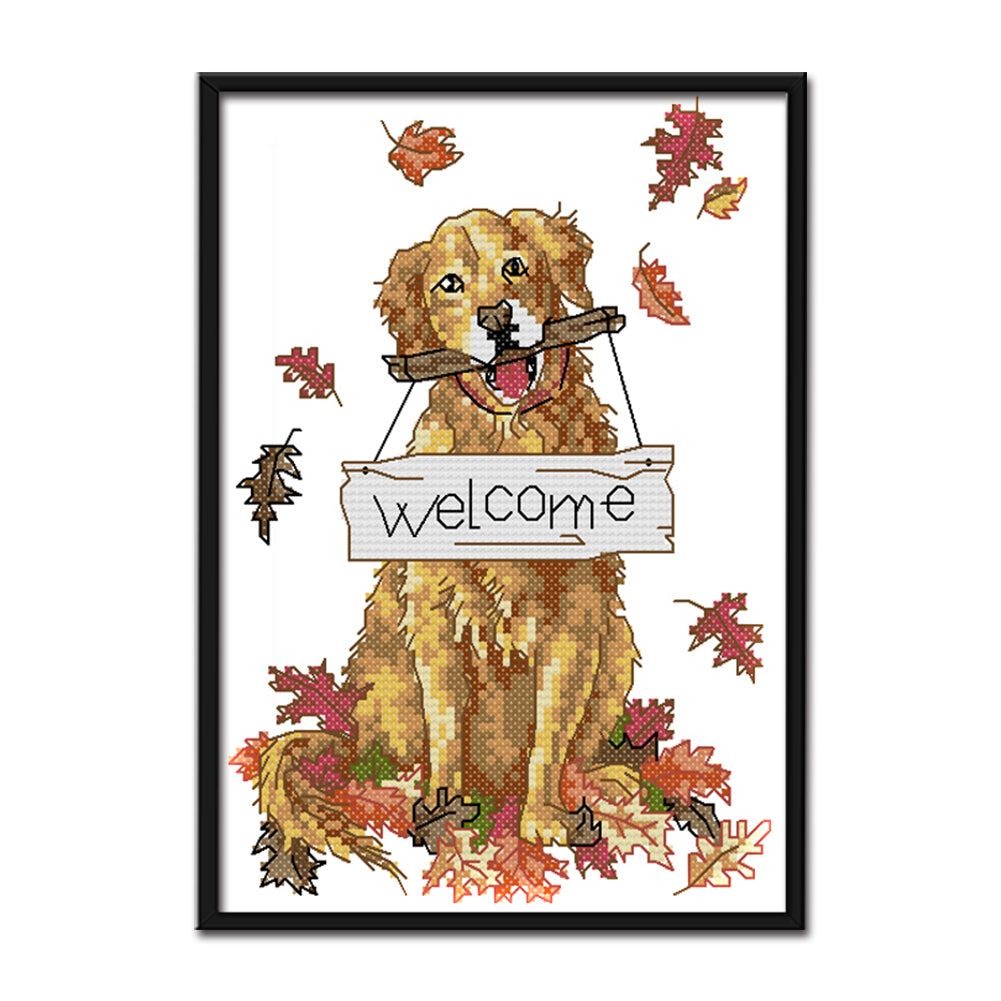 Welcome Dog - 14CT Stamped Cross Stitch 18*26CM