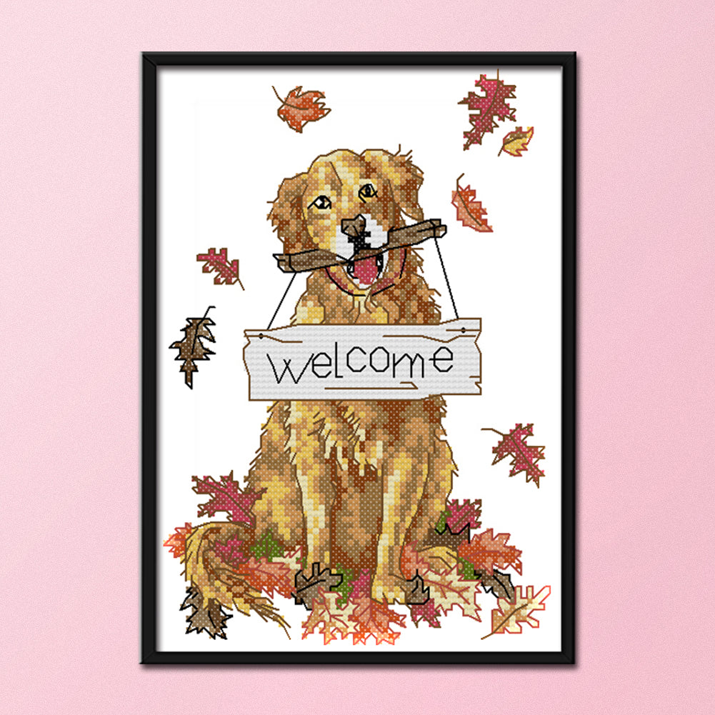 Welcome Dog - 14CT Stamped Cross Stitch 18*26CM