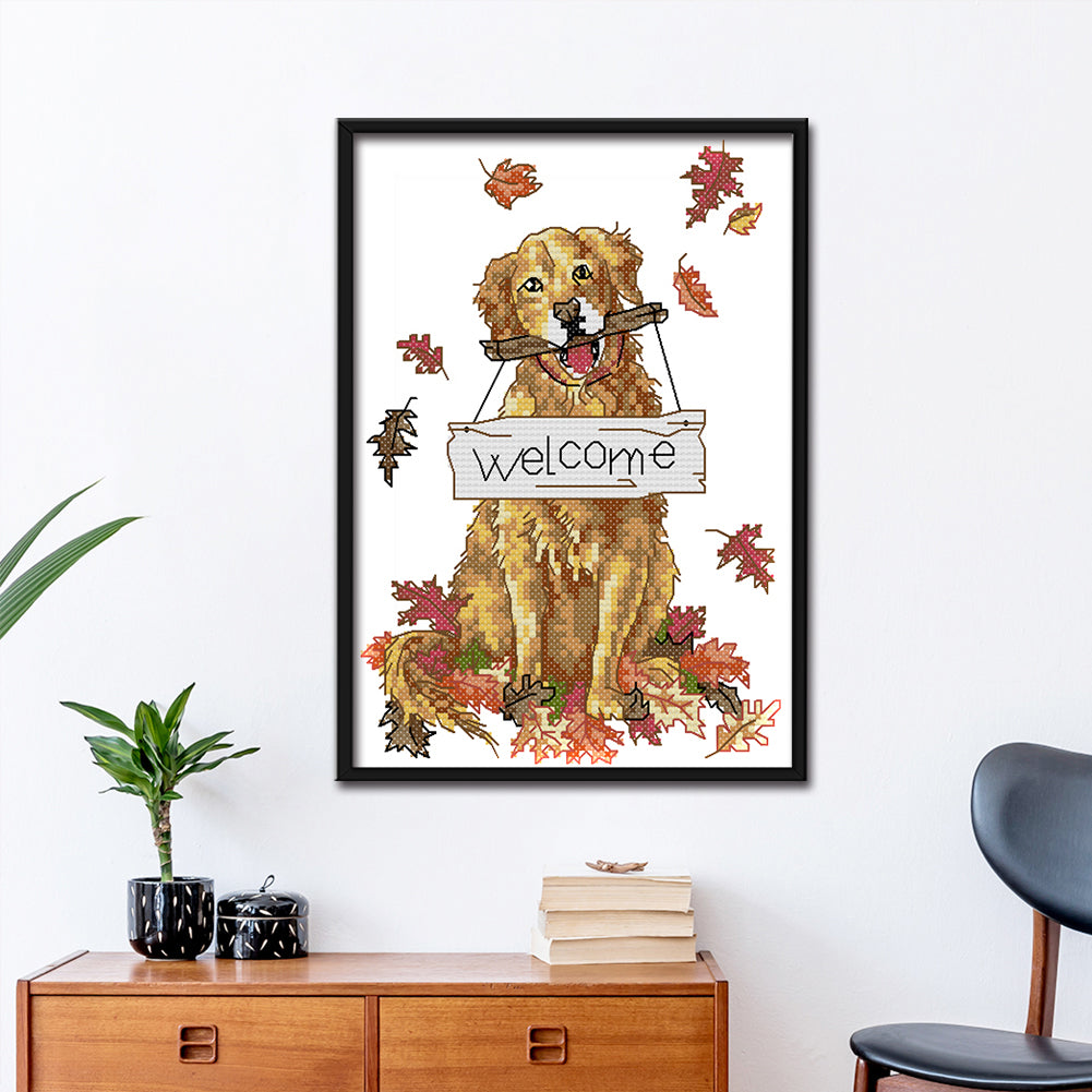 Welcome Dog - 14CT Stamped Cross Stitch 18*26CM