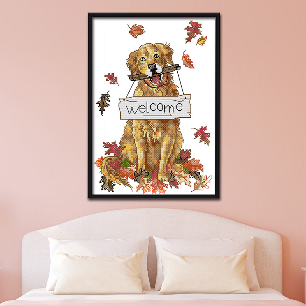 Welcome Dog - 14CT Stamped Cross Stitch 18*26CM