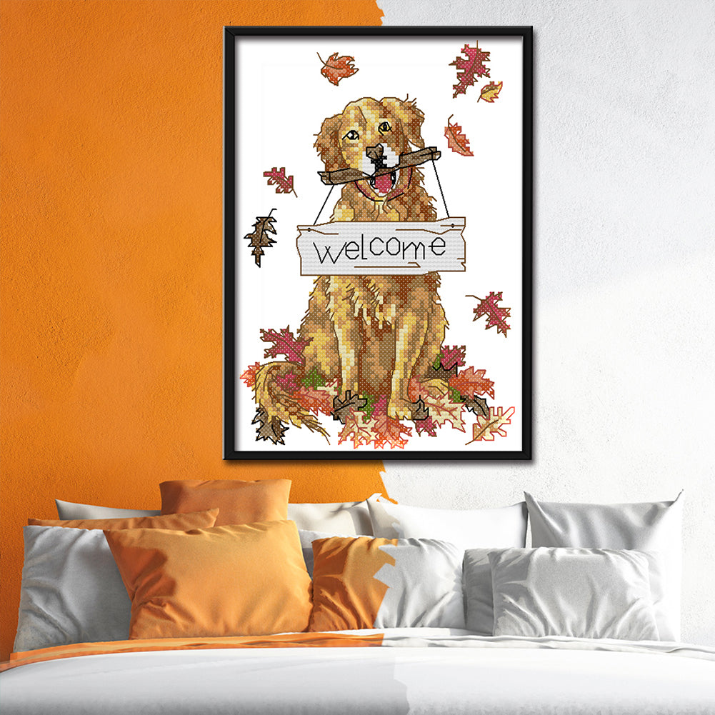 Welcome Dog - 14CT Stamped Cross Stitch 18*26CM