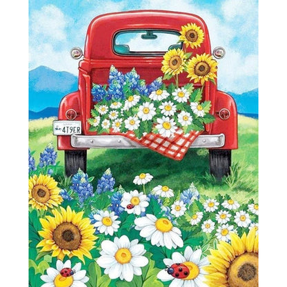 Car Flower - Full Round Drill Diamond Painting 30*40CM