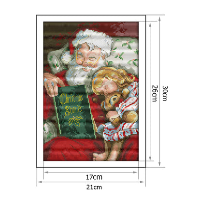 Santa Claus Elk - 14CT Stamped Cross Stitch 21*30CM