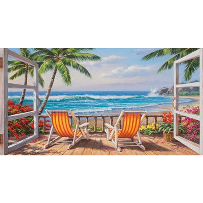 Sea View - Full Round Drill Diamond Painting 85*45CM