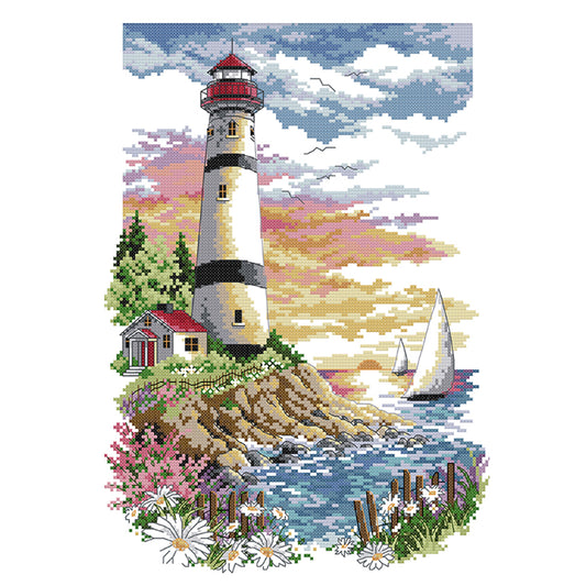 Lighthouse - 14CT Stamped Cross Stitch 30*40CM