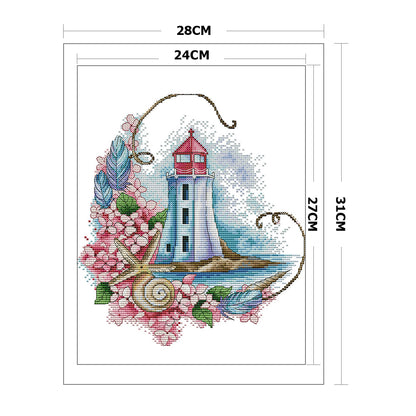 Sea Star Lighthouse - 14CT Stamped Cross Stitch 28*31CM