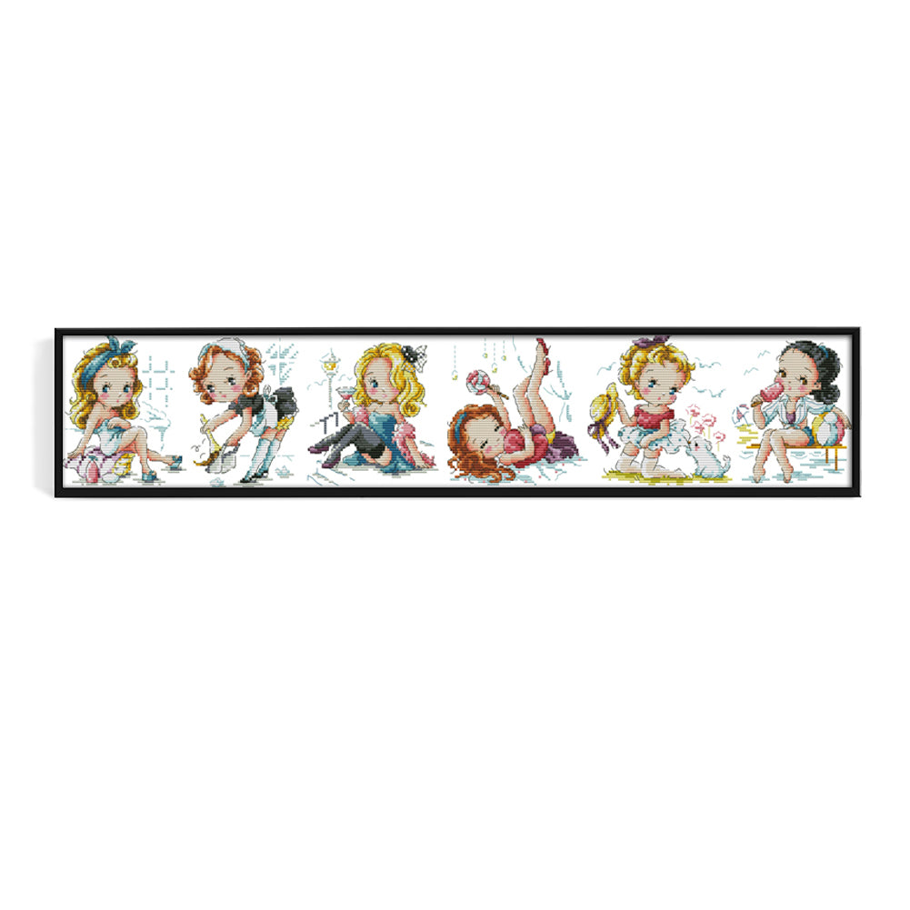 Variety Girl - 14CT Stamped Cross Stitch 70*16CM