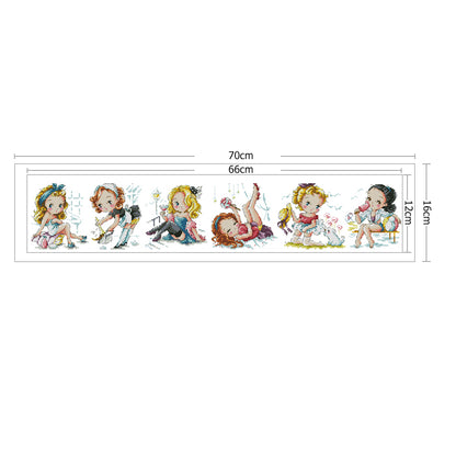 Variety Girl - 14CT Stamped Cross Stitch 70*16CM