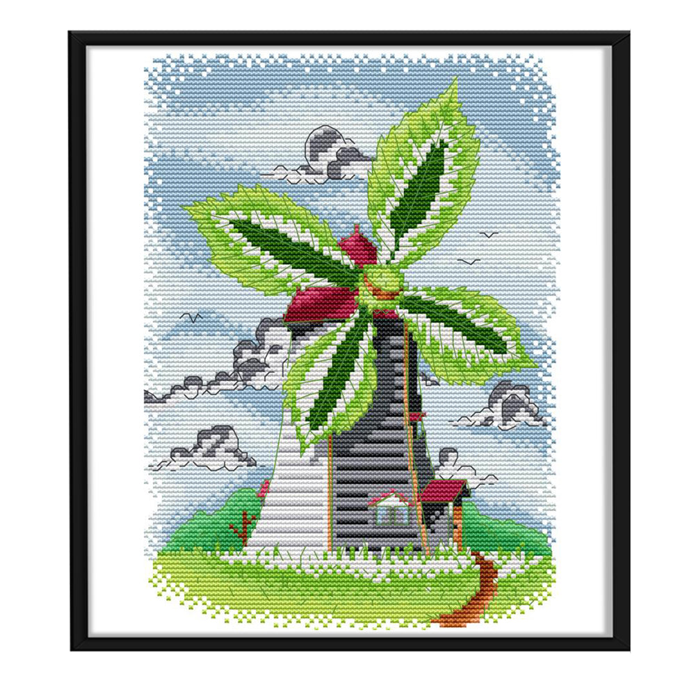 Summer Windmill - 14CT Stamped Cross Stitch 25*31CM