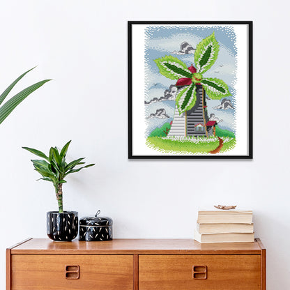 Summer Windmill - 14CT Stamped Cross Stitch 25*31CM