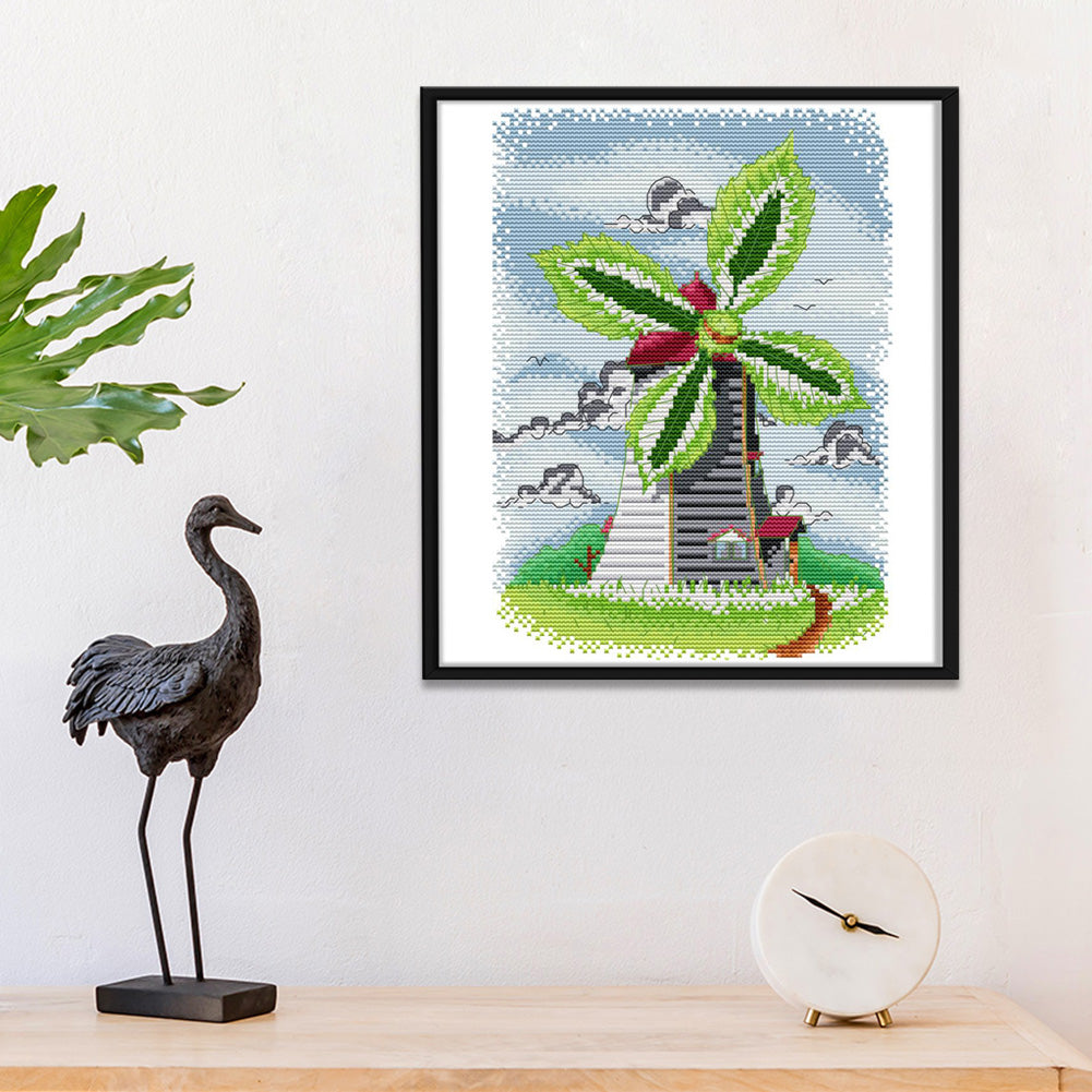 Summer Windmill - 14CT Stamped Cross Stitch 25*31CM