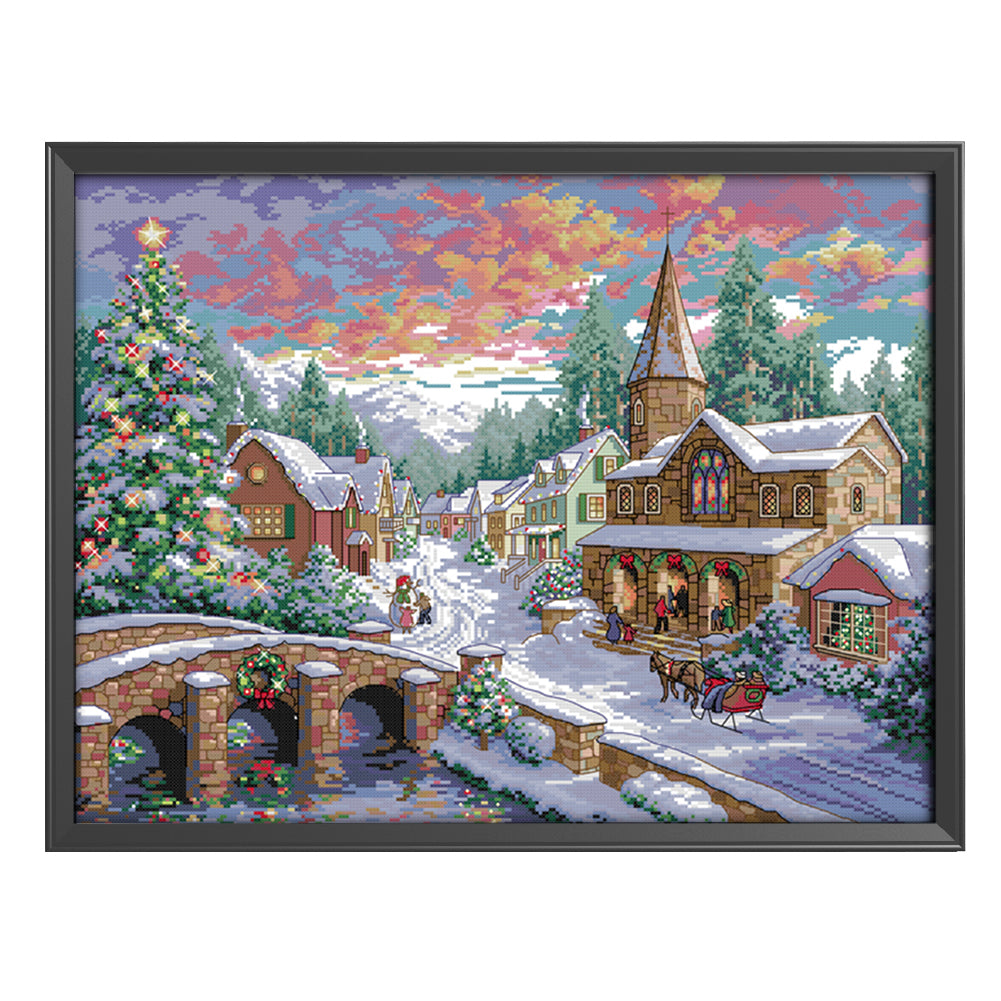 Snow Landscape - 14CT Stamped Cross Stitch 54*43CM