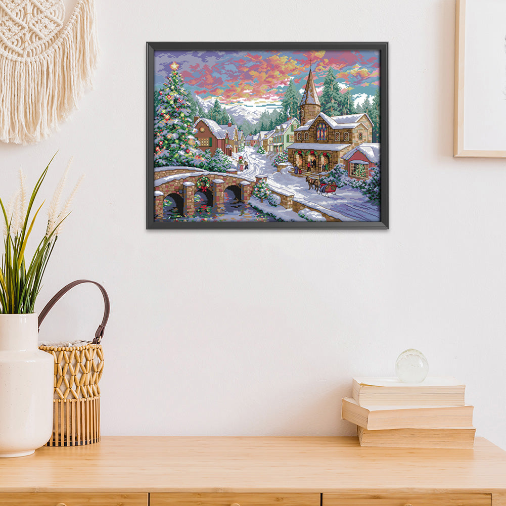 Snow Landscape - 14CT Stamped Cross Stitch 54*43CM