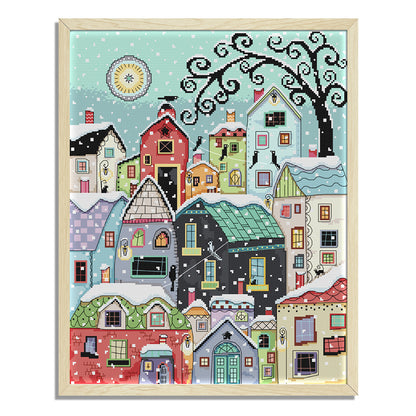 Street Scenery - 14CT Stamped Cross Stitch 40*48CM