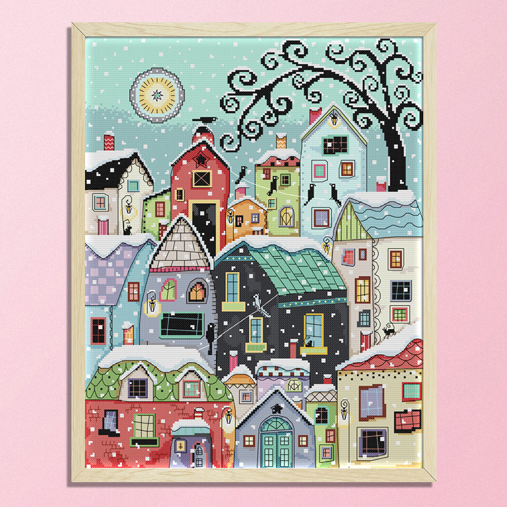 Street Scenery - 14CT Stamped Cross Stitch 40*48CM