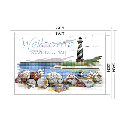 Lighthouse- 14CT Stamped Cross Stitch 22*16CM