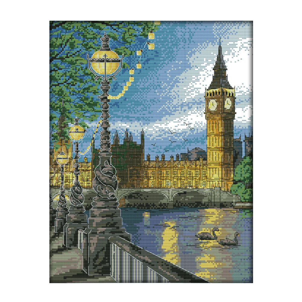 London Bell Tower - 14CT Stamped Cross Stitch 33*41CM