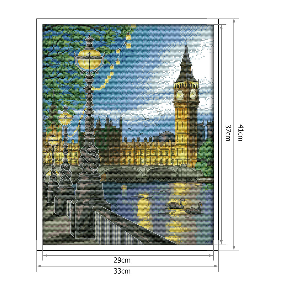 London Bell Tower - 14CT Stamped Cross Stitch 33*41CM