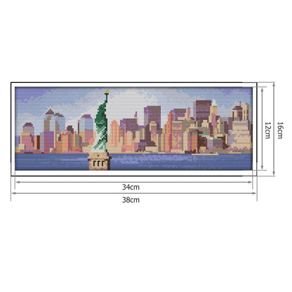 Statue Liberty - 14CT Stamped Cross Stitch 38*16CM