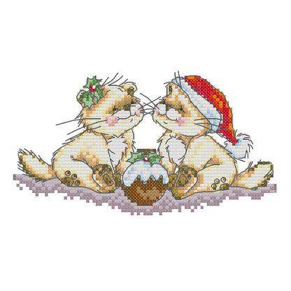 Christmas Kitten- 14CT Stamped Cross Stitch 20 *14CM