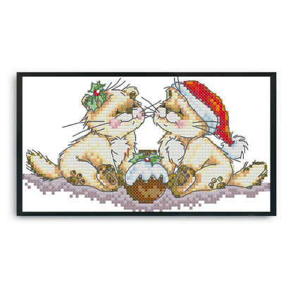 Christmas Kitten- 14CT Stamped Cross Stitch 20 *14CM