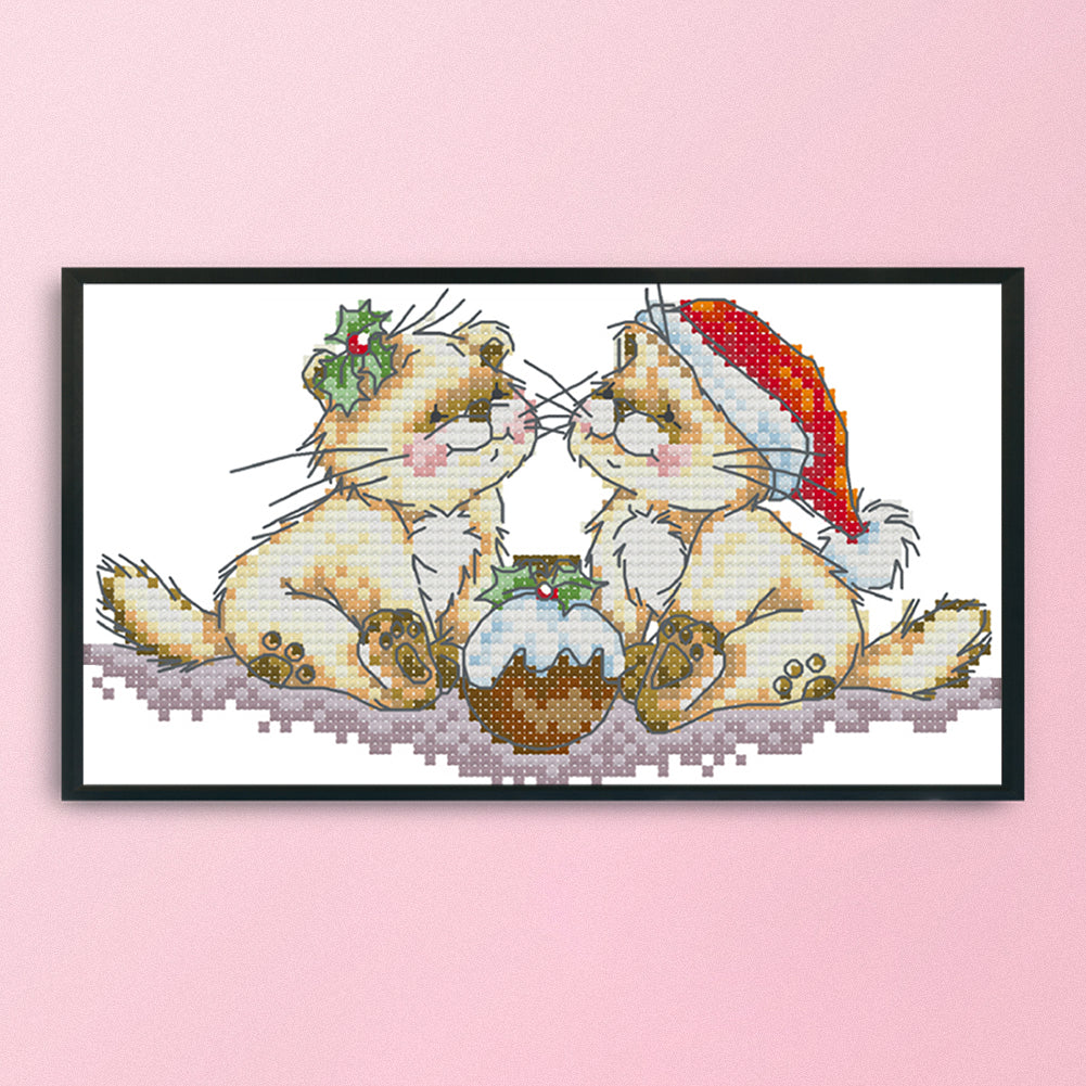 Christmas Kitten- 14CT Stamped Cross Stitch 20 *14CM