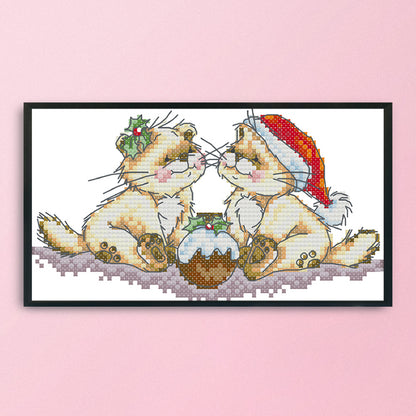 Christmas Kitten- 14CT Stamped Cross Stitch 20 *14CM