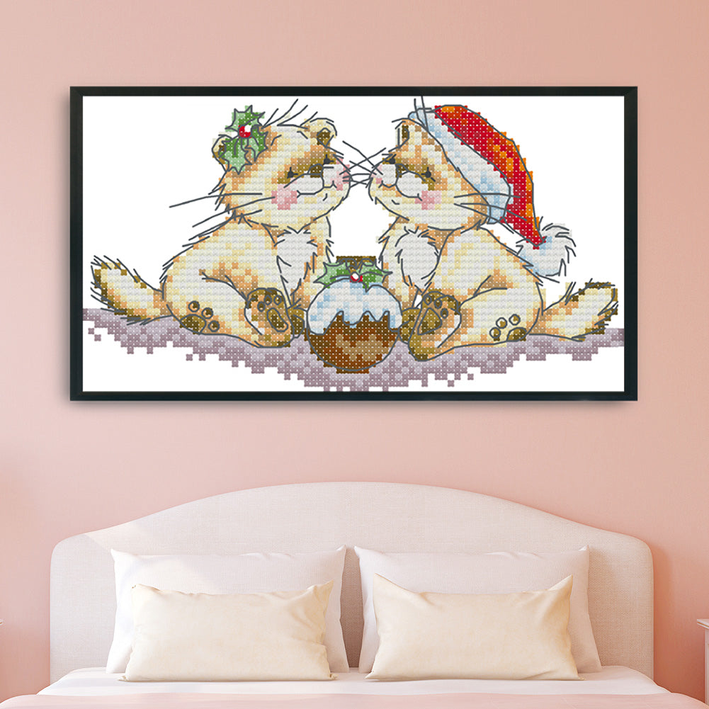 Christmas Kitten- 14CT Stamped Cross Stitch 20 *14CM