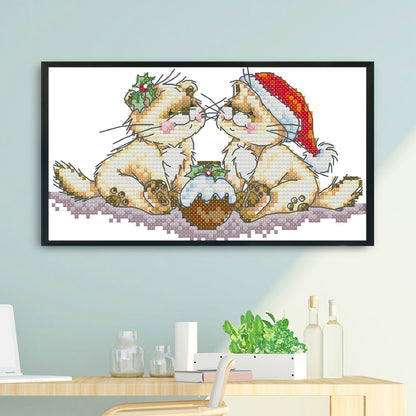 Christmas Kitten- 14CT Stamped Cross Stitch 20 *14CM