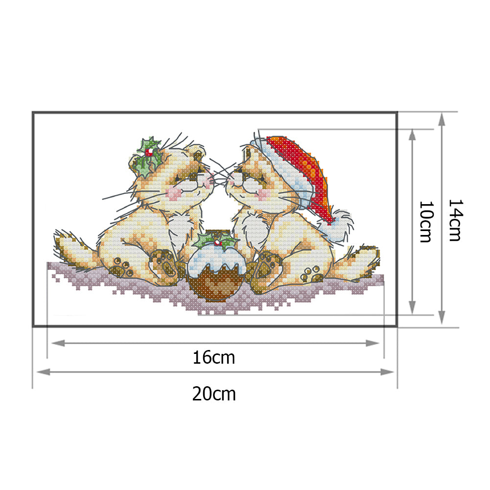 Christmas Kitten- 14CT Stamped Cross Stitch 20 *14CM