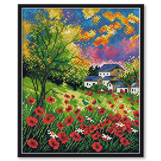 Mountain Flower - 14CT Stamped Cross Stitch 30*26CM
