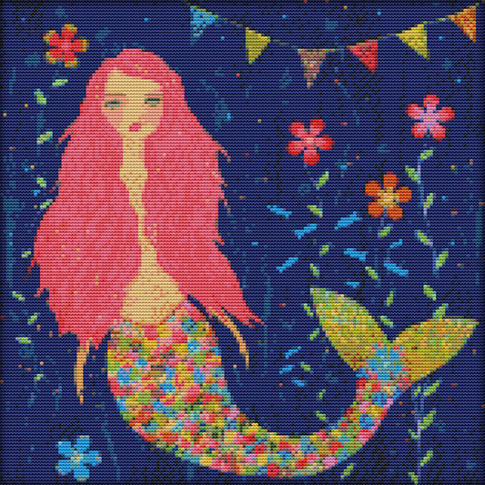 Fishtail Girl - 14CT Stamped Cross Stitch 36*36CM