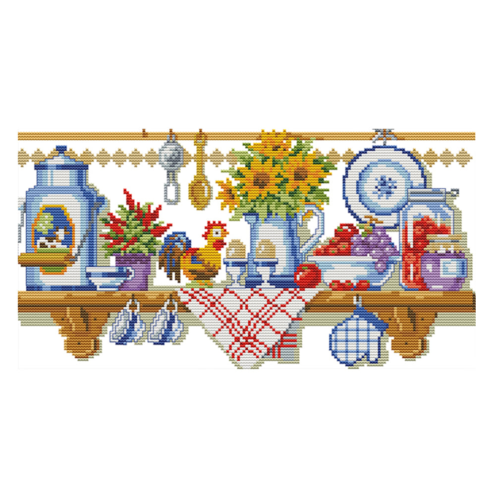 Kitchen - 14CT Stamped Cross Stitch 40*22CM