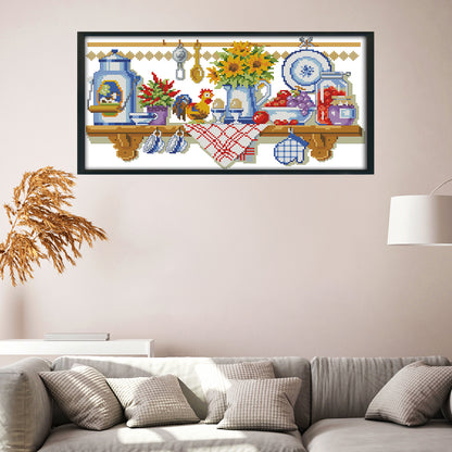 Kitchen - 14CT Stamped Cross Stitch 40*22CM