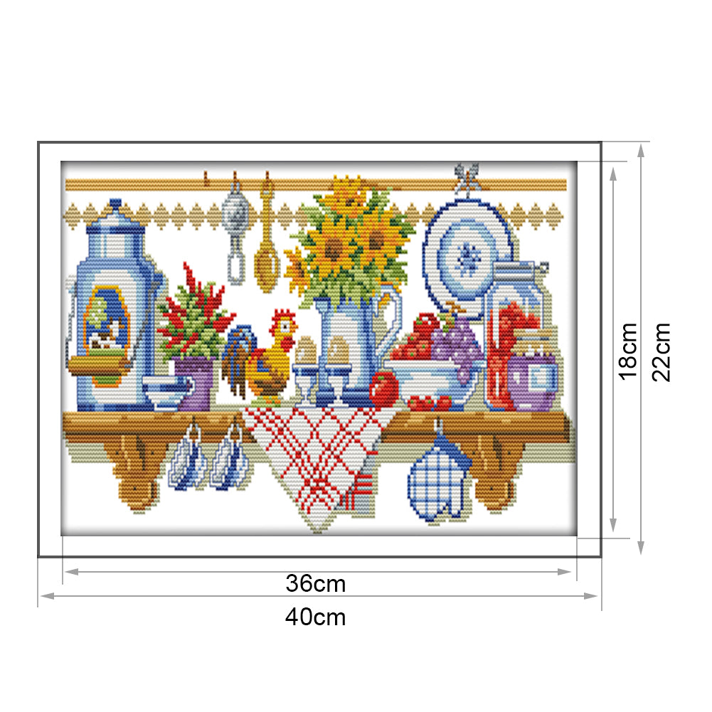 Kitchen - 14CT Stamped Cross Stitch 40*22CM