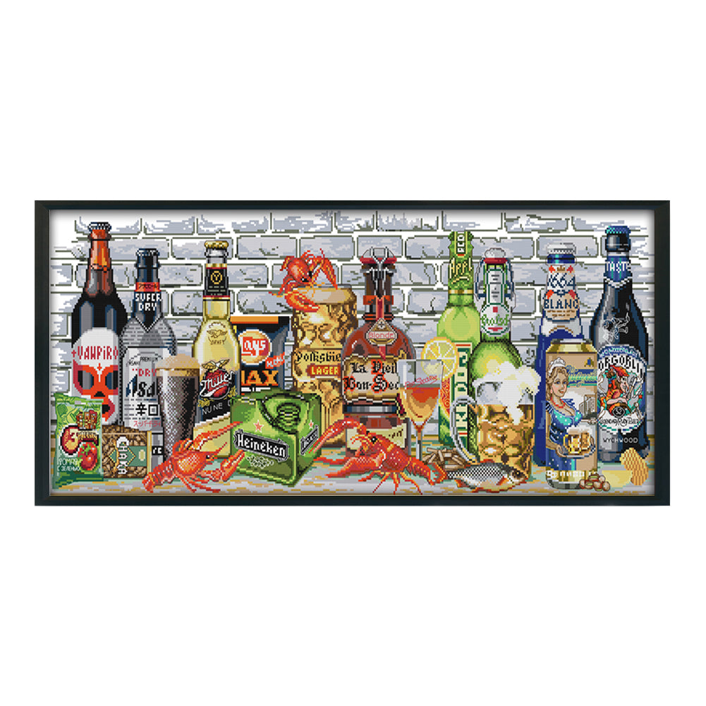 Wine - 14CT Stamped Cross Stitch 77*36CM