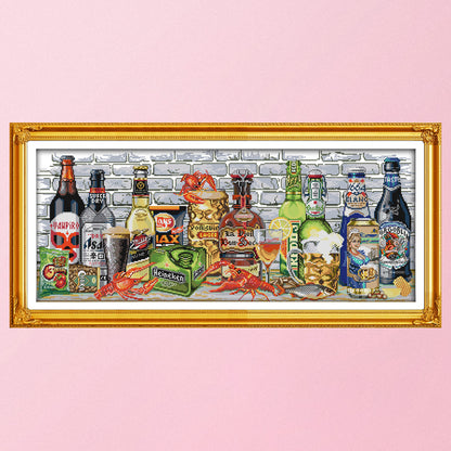 Wine - 14CT Stamped Cross Stitch 77*36CM