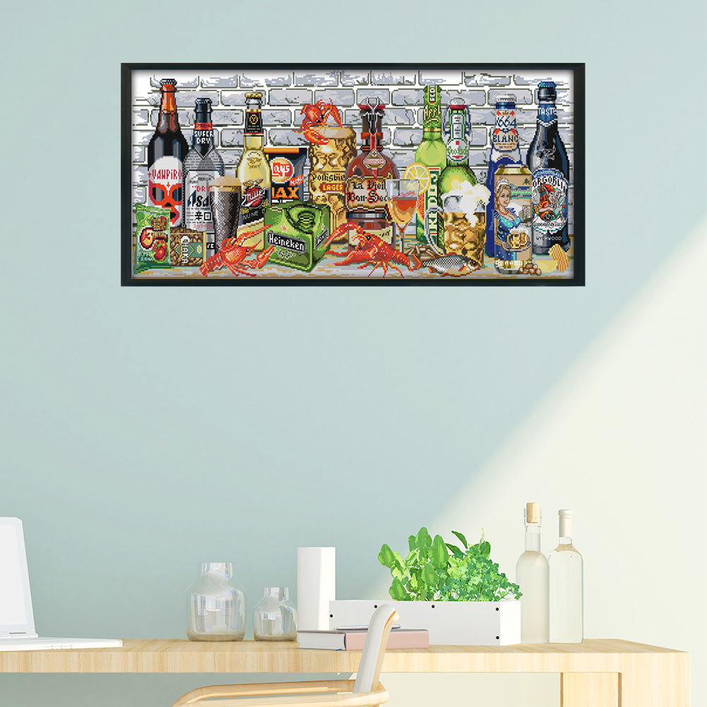 Wine - 14CT Stamped Cross Stitch 77*36CM