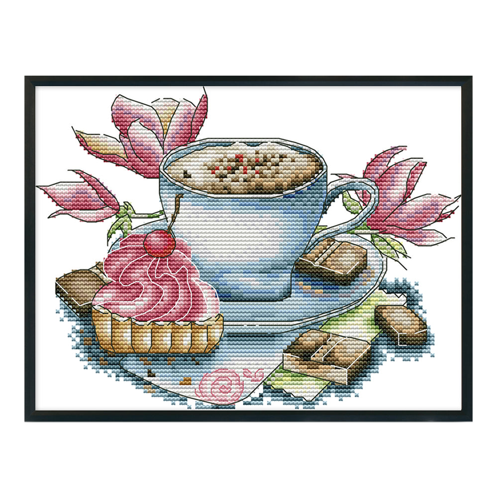 Teacup - 14CT Stamped Cross Stitch 27*20CM