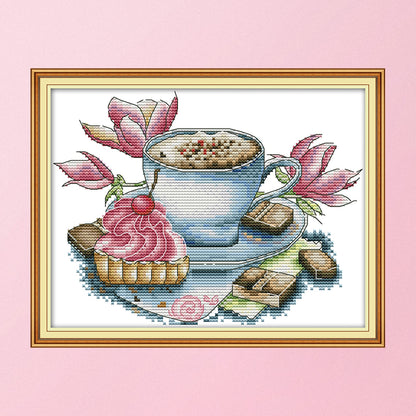 Teacup - 14CT Stamped Cross Stitch 27*20CM