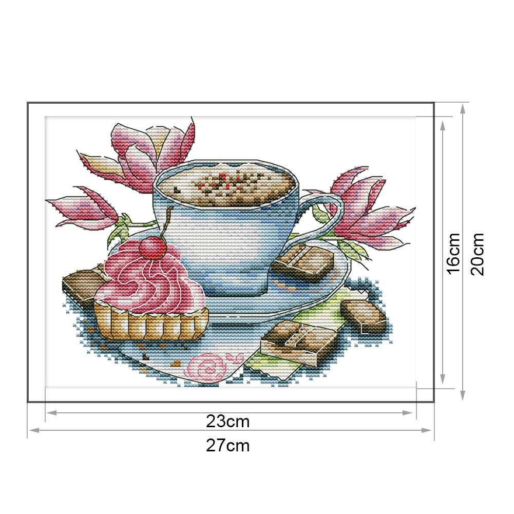 Teacup - 14CT Stamped Cross Stitch 27*20CM