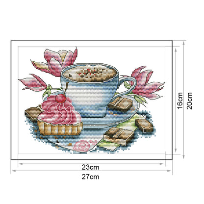 Teacup - 14CT Stamped Cross Stitch 27*20CM