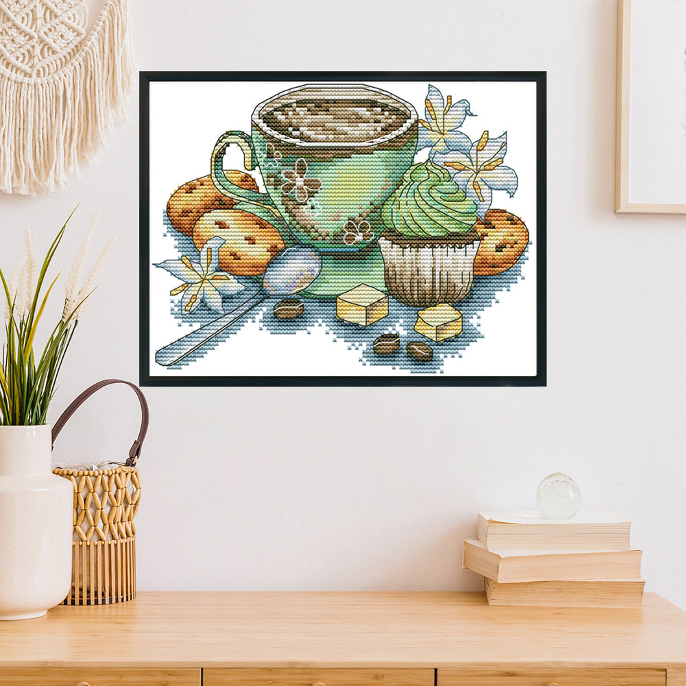 Teacup - 14CT Stamped Cross Stitch 27*19CM