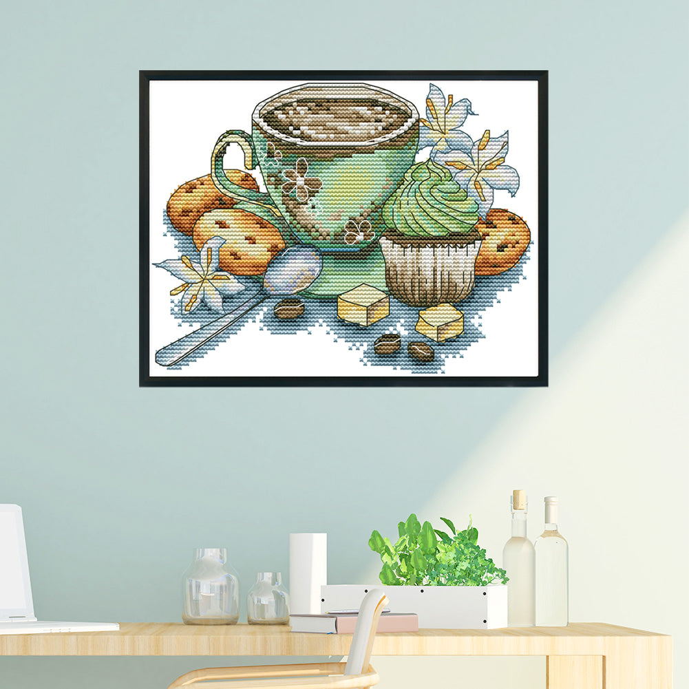 Teacup - 14CT Stamped Cross Stitch 27*19CM