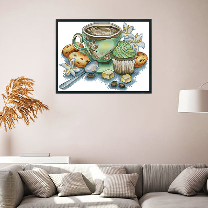 Teacup - 14CT Stamped Cross Stitch 27*19CM