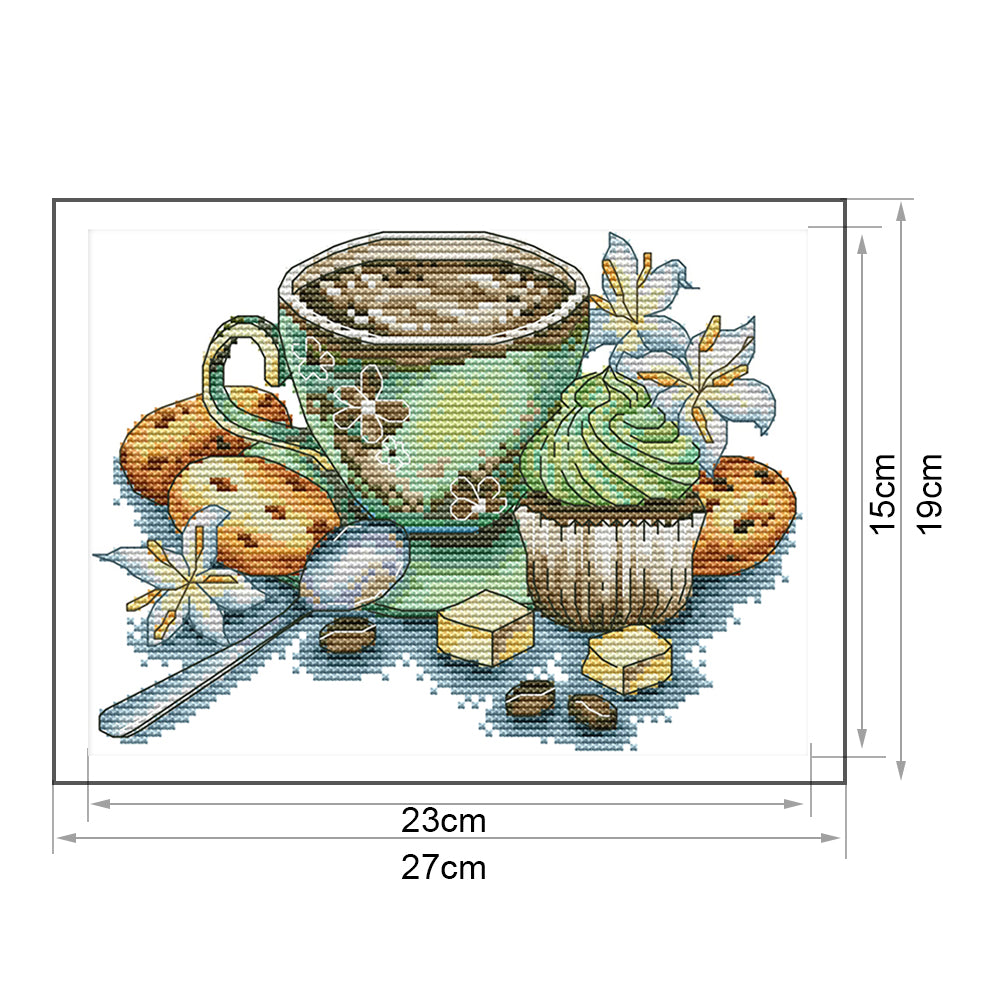 Teacup - 14CT Stamped Cross Stitch 27*19CM